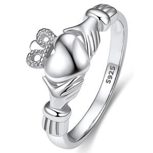 Claddagh Rings for Women Hypoallergenic Silver Band Ring, Irish Infinity